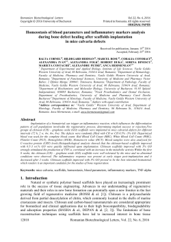Homeostasis of blood parameters and inflammatory markers