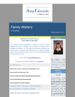 Family Matters E-newsletter (November 2013)