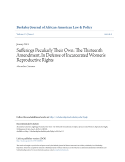 Sufferings Peculiarly Their Own: The Thirteenth Amendment, In