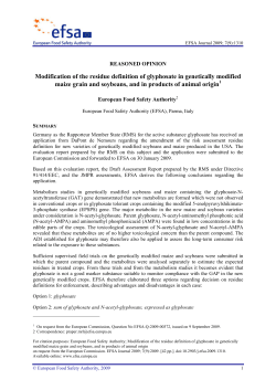Modification of the residue definition of glyphosate in genetically
