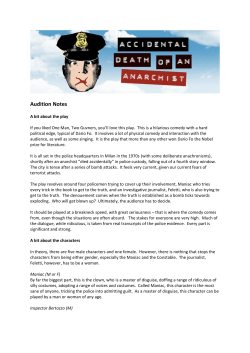 Audition Notes - Rugby Theatre