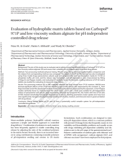 Evaluation of hydrophilic matrix tablets based on Carbopol® 971P