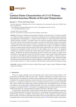 Laminar Flame Characteristics of C1&ndash;C5 Primary Alcohol