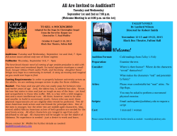 All Are Invited to Audition!!! Welcome!