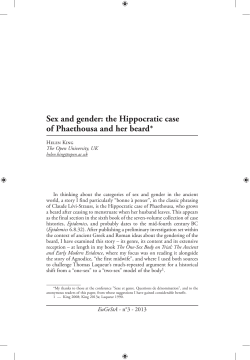 Sex and gender: the Hippocratic case of Phaethousa and