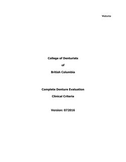Clinical Criteria - College of Denturists of British Columbia