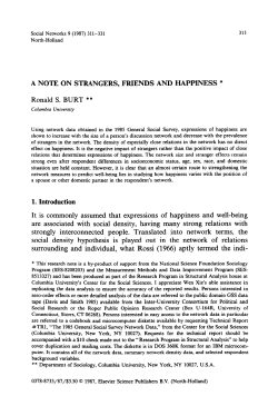 A NOTE ON STRANGERS, FRIENDS AND HAPPINESS * Ronald S