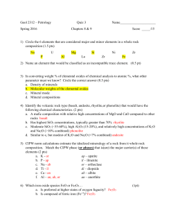 Geol 2312 &ndash; Petrology Quiz 3 Name_____________________