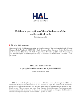 Children`s perception of the affordances of the mathematical tools