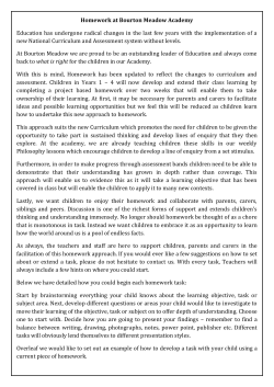 Homework at Bourton Meadow Academy Education has undergone