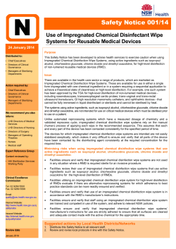 Use of Impregnated Chemical Disinfectant Wipe