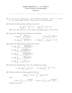 Analisi Matematica 4 &ndash; A.A. 2016/17 Corso di Laurea in Matematica