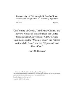 Conformity of Goods, Third Party Claims, and Buyer`s Notice of