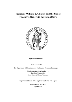 President William J. Clinton and the Use of Executive Orders in