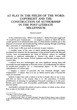 At Play in the Fields of the Word: Copyright and the Construction of