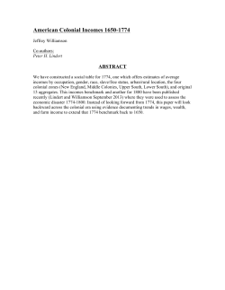 American Colonial Incomes 1650-1774