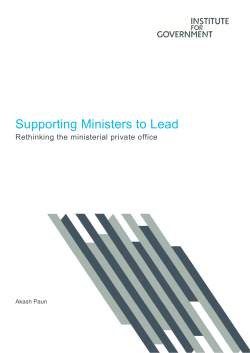 Supporting Ministers to Lead - The Institute for Government