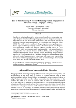 Just-in-Time Teaching: A Tool for Enhancing Student Engagement