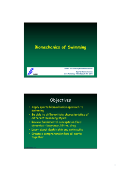 Biomechanics of Swimming Objectives
