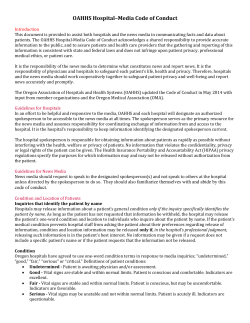 OAHHS Hospital&ndash;Media Code of Conduct