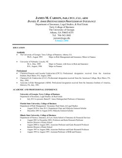 JAMES M. CARSON, PHD, CPCU, CLU, ARM Department of