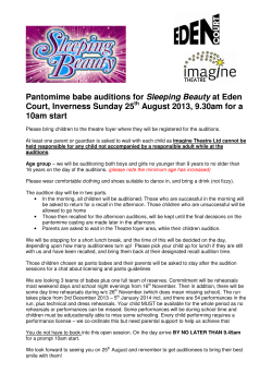 Pantomime babe auditions for Sleeping Beauty at Eden Court