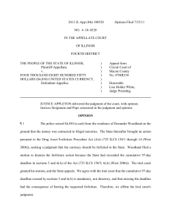 NO. 4–10–0528, People v. Four Thousand Eight Hundred Fifty Dollars