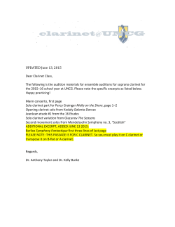 UPDATED June 13, 2015 Dear Clarinet Class, The following is the