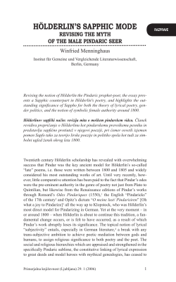 H&ouml;lderlin`s sappHic mode