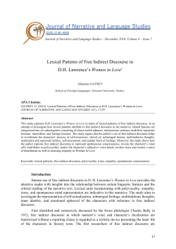 Lexical Patterns of Free Indirect Discourse in D.H. Lawrence`s