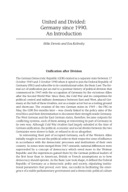 United and Divided: Germany since 1990. An Introduction