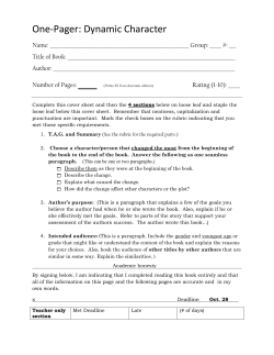 One-Pager: Dynamic Character