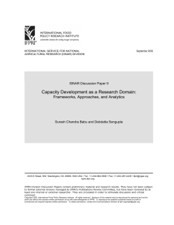 Capacity Development as a Research Domain: Frameworks