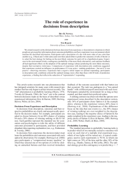 The role of experience in decisions from description