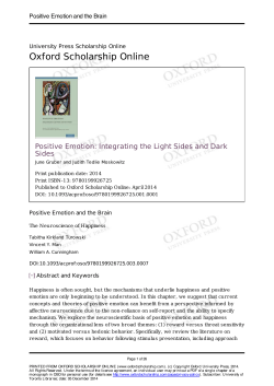 Positive emotion and the brain - William Cunningham