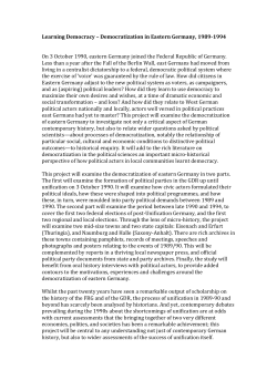 Learning Democracy &ndash; Democratization in Eastern Germany, 1989