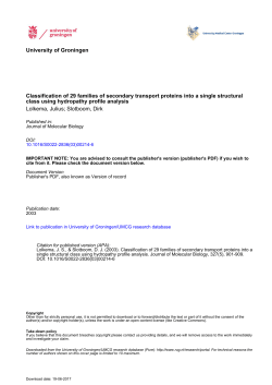 University of Groningen Classification of 29 families of secondary