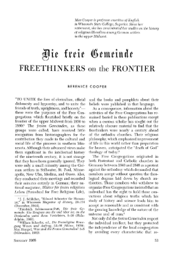 Die freie Gemeinde, freethinkers on the frontier.
