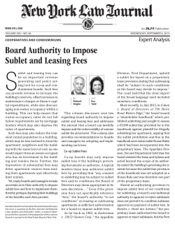 Board Authority to Impose Sublet and Leasing Fees