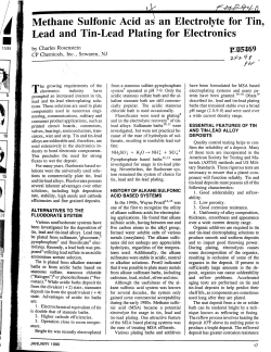 Methane Sulfonic Acid as an Electrolyte for Tin, Lead