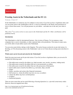 Freezing Assets in the Netherlands and the EU (1)