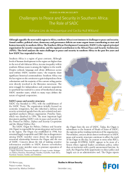 Challenges to Peace and Security in Southern Africa: The Role