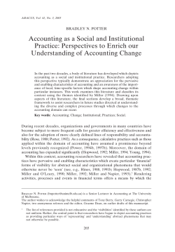 Accounting as a Social and Institutional Practice: Perspectives to