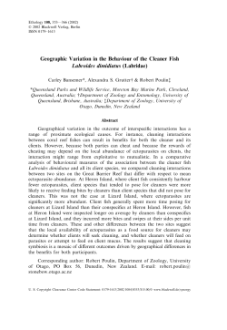 Geographic Variation in the Behaviour of the Cleaner Fish