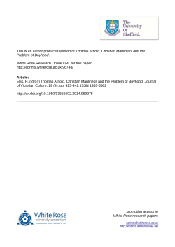 Thomas Arnold, Christian Manliness and the Problem of Boyhood