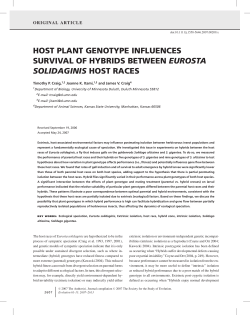 host plant genotype influences survival of hybrids between eurosta