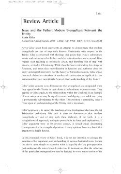 Jesus and the Father: Modern Evangelicals