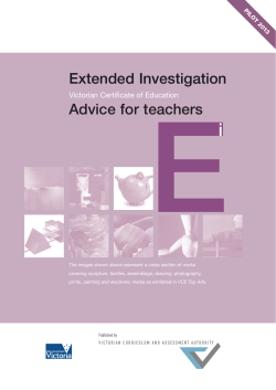 Extended Investigation Victorian Certificate of Education