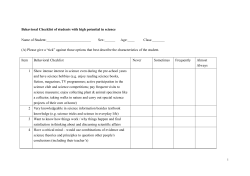 Behavioral Checklist of students with high potential in sciences