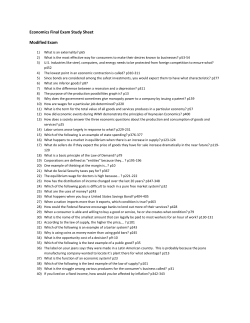 Economics Final Exam Study Sheet Modified Exam